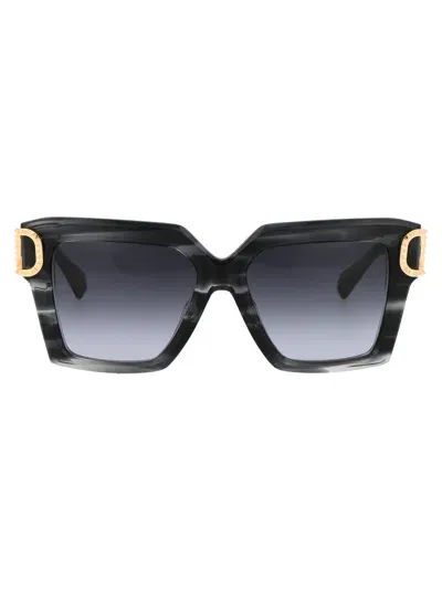 Valentino Garavani Sunglasses In Translucent Black Swirl - V-light Gold