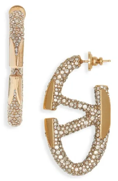 Valentino Garavani The Bold Edition Vlogo Hoop Earrings In Gold