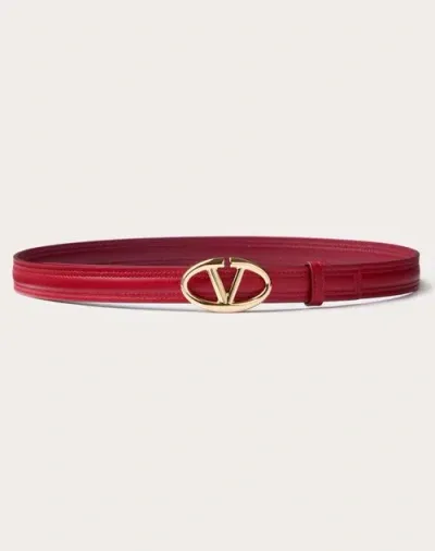 Valentino Garavani The Bold Edition Vlogo Shiny Calfskin Belt 20 Mm Woman Rosso Valentino/dark Red 1 In ロッソ ヴァレンティノ/ダークレッド