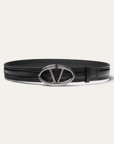 Valentino Garavani The Bold Edition Vlogo Shiny Calfskin Belt 30 Mm Woman Black 080