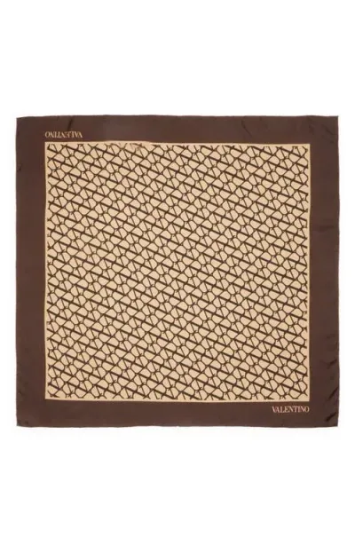 Valentino Garavani Toile Iconographe Square Silk Scarf In Brown