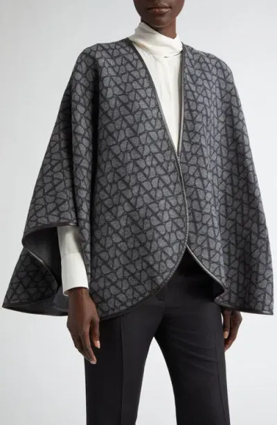 Valentino Garavani Toile Iconographe Wool & Cashmere Cape In Gray