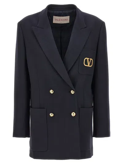 Valentino Garavani  Double Breasted Blazer In Black