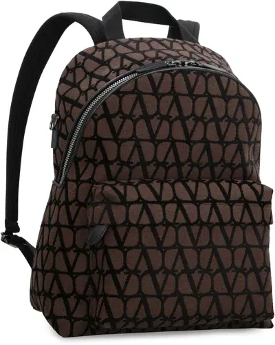 Valentino Garavani - Toile Iconographe Fabric Backpack In Brown