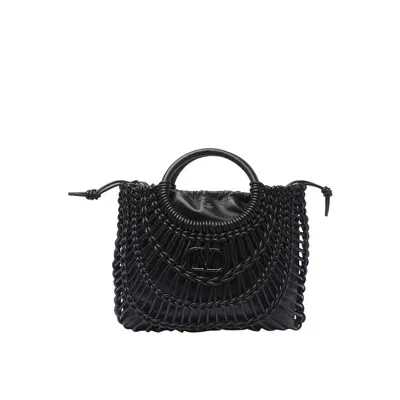 Valentino Garavani All Knots Logo Plaque Tote Bag In Black