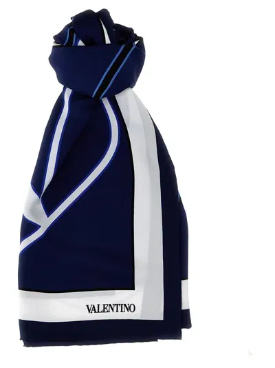 Valentino Garavani  Garavani 'v Logo Signature' Scarf In Blue