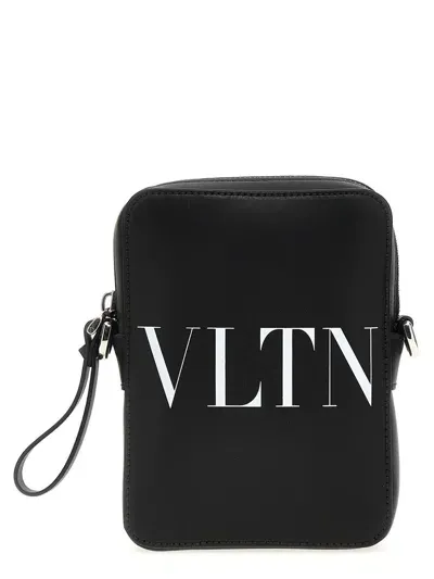 Valentino Garavani Black Vltn Logo Crossbody Bag In Blackwhite