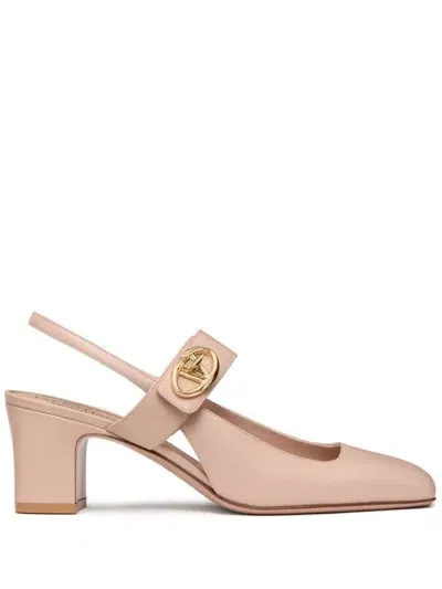 Valentino Garavani Vlogo Slingback-pumps In Beige