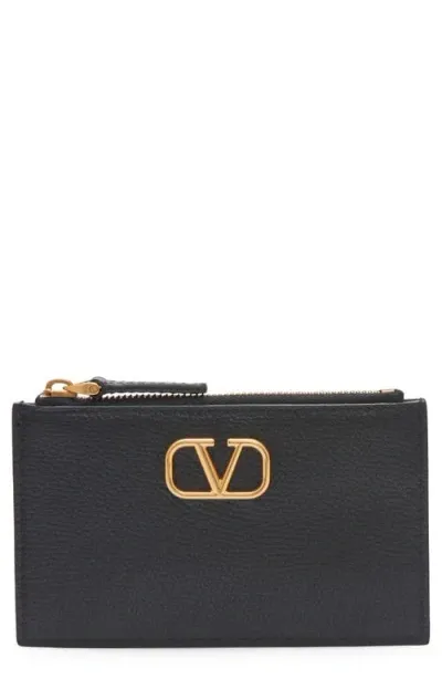 Valentino Garavani Vlogo Signature Card Holder In Black