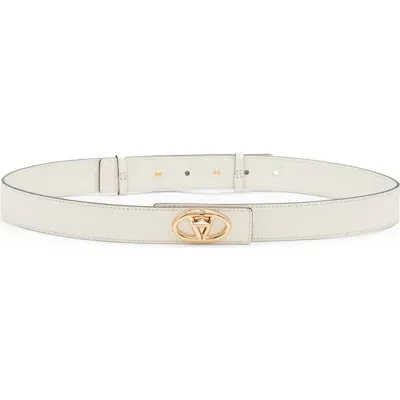 Valentino Garavani Vlogo Locker Buckle Leather Belt In Ivory