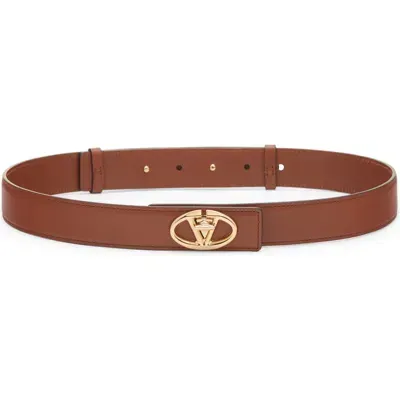 Valentino Garavani Vlogo Locker Buckle Leather Belt In Tobacco