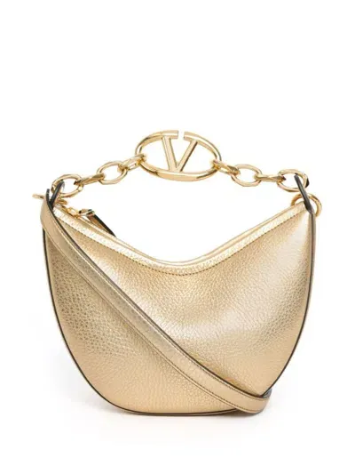 Valentino Garavani Vlogo Moon Mini Leather Hobo Bag In Gold