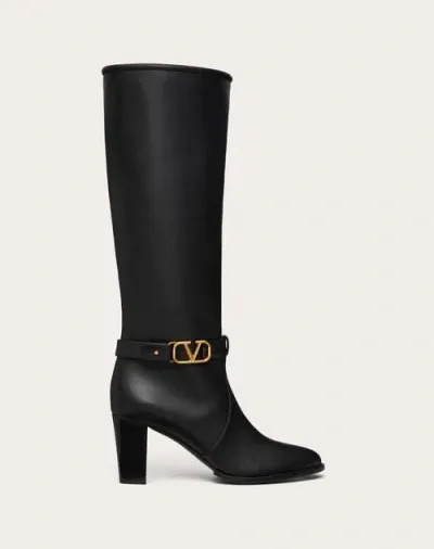 Valentino Garavani Vlogo Signature Calfskin Boot 75mm Woman Black 40.5