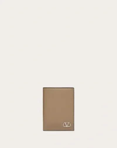 Valentino Garavani Vlogo Signature Calfskin Card Holder In Brown