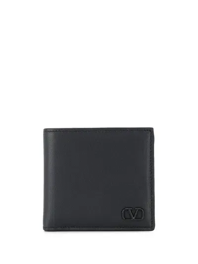 Valentino Garavani Vlogo Signature Leather Bifold Wallet In Black