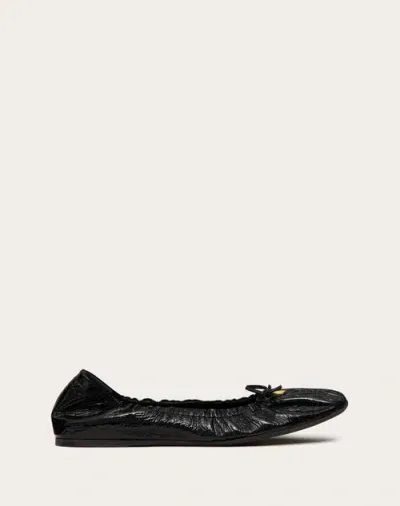 Valentino Garavani Vlogo Signature Patent Leather Ballerina Woman Black 41.5