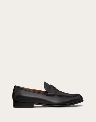 Valentino Garavani Vlogo The Bold Edition Calfskin Leather Loafer In Black