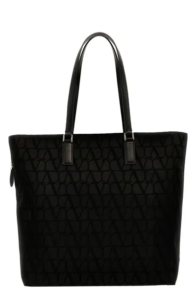 Valentino Garavani Toile Iconographe Tote Bag In Black