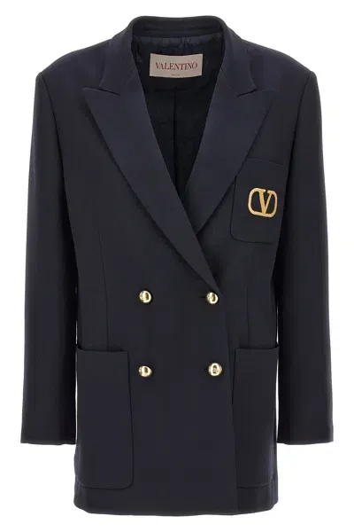 Valentino Garavani Women  Double-breasted Blazer In Blue