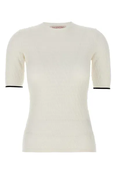 Valentino White Crew Neck Jersey Top