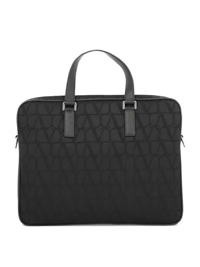 Valentino Garavani Work Bag In Toile Iconographe Technical Fabric In Black