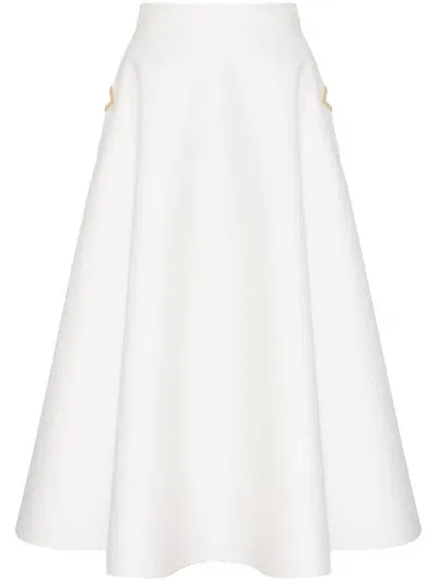 Valentino Cotton Midi-length Skirt In White