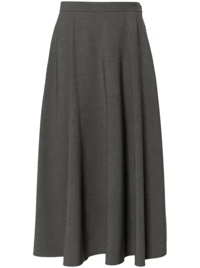 Valentino Vlogo A-line Midi Skirt In Grey