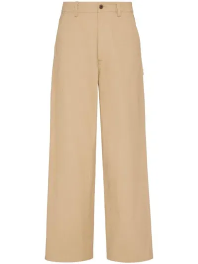 Valentino V-detail Straight-leg Trousers In Beige