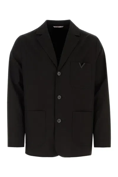 Valentino Garavani Man Black Stretch Canvas Blazer