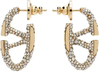 Valentino Garavani Gold The Bold Edition Vlogo Earrings In Mh5 Oro 18/crystal S