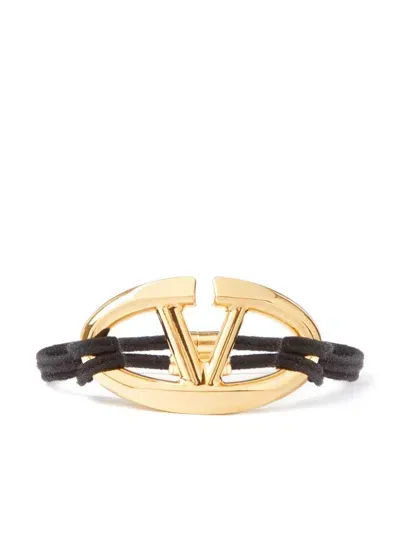 Valentino Garavani Gold-tone Vlogo Signature Bangle In Black