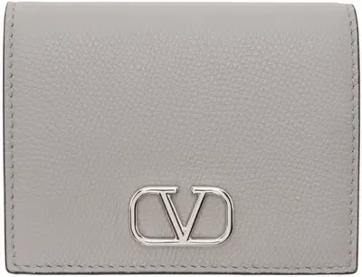 Valentino Garavani Gray Compact Vlogo Signature Grainy Calfskin Wallet In Wrl Dove Grey