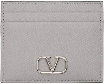 Valentino Garavani Gray Vlogo Card Holder In Wrl Dove Grey