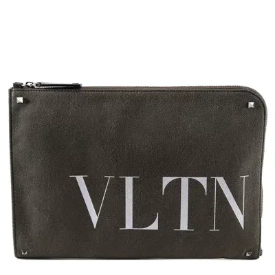 Valentino Garavani Green Khaki Print Clutch