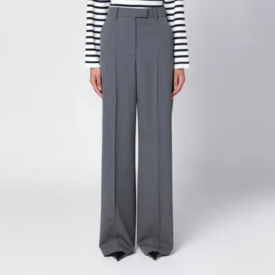 Valentino Grey Wool Wide Trousers