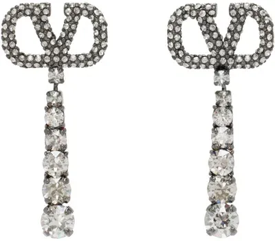 Valentino Garavani Gunmetal Vlogo Signature Earrings In Z2l Ruthenium/crysta