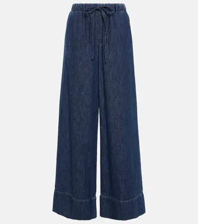 Valentino High-rise Chambray Wide-leg Jeans In Blue