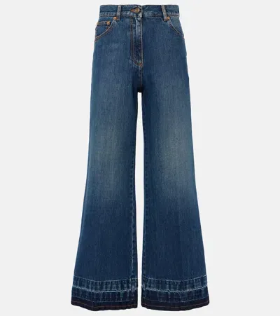 Valentino High-rise Flared Jeans In Blau