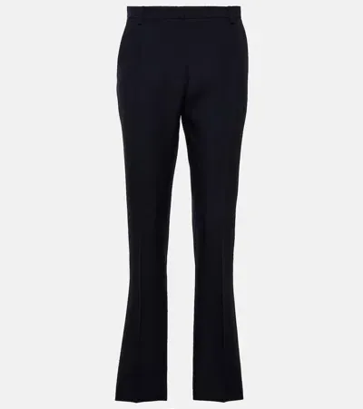 Valentino High-rise Silk Pants In Blue