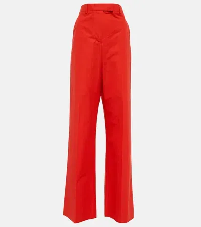 Valentino Red Creased Trousers In 157 Rosso