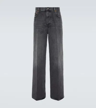 Valentino High-rise Wide-leg Jeans In Grey