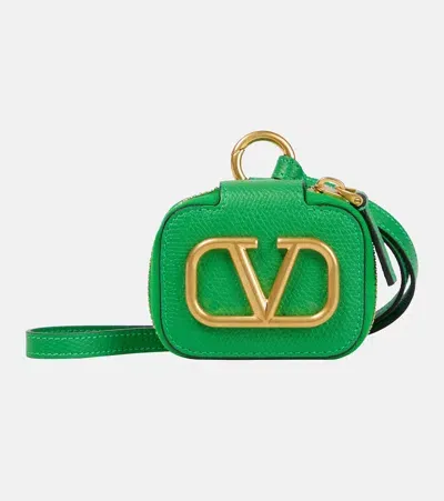 Valentino Vlogo Leather Airpods Pro Case In Green