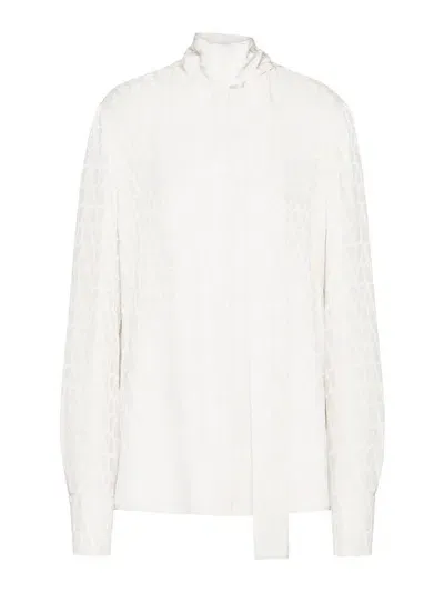 Valentino Iconographe-print Silk Shirt In Cream