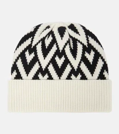 Valentino Garavani Intarsia Cashmere Beanie In White