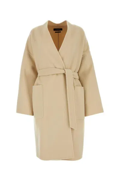 Valentino Ivory Cashmere Eris Coat In Sabbia