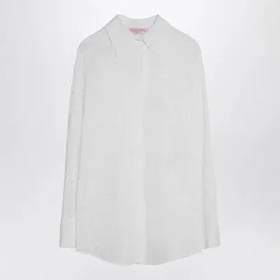 Valentino Ivory Organdy Daisy Shirt In White