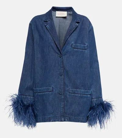 Valentino Jeansjacke Mit Federn In Blau