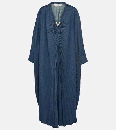 Valentino Kaftan Vgold Aus Chambray In Blau