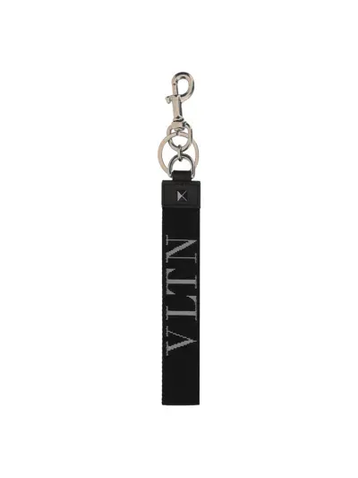 Valentino Garavani Key Ring | Vltn | Nastro Jacquard Vltn/v In Black