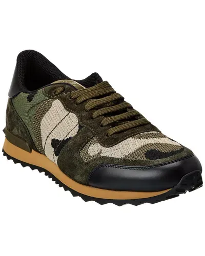 Valentino Garavani Rockrunner Jacquard Low Top Sneakers In Green